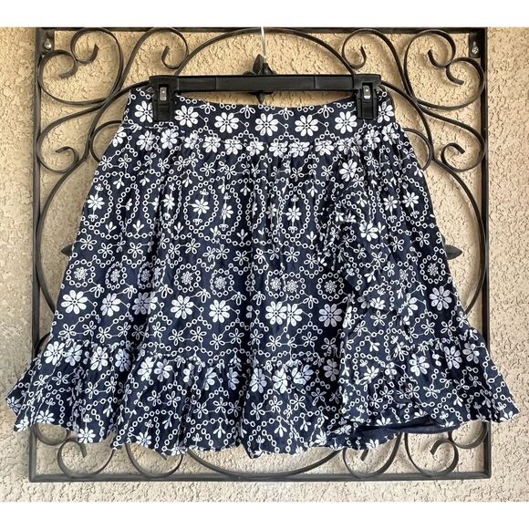 Kate Spade Eyelet Wrap Skirt - Size 4 - Navy Blue/White - Picture 3 of 10